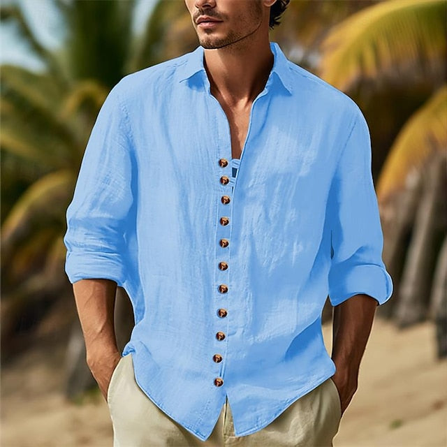Button Up Plain Men's Casual Cotton Shirt