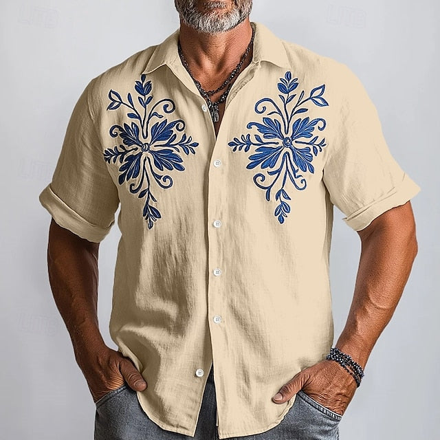 Men's Linen Summer Button Beach Up Shirt Wear