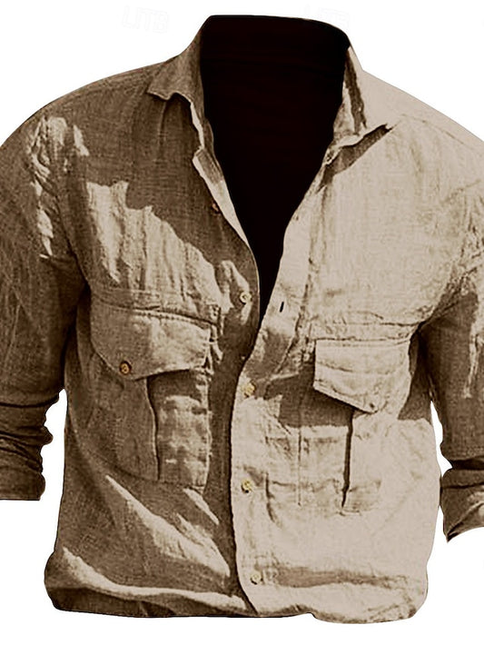 Summer Daily Plain Beach Shirt Men's Black Casual