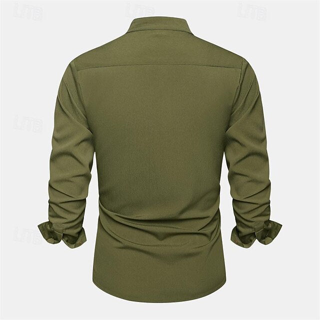 Leaf Plants Shirt Tropical Men's Linen Summer Palm