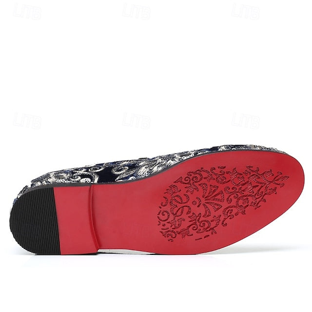 Slip-On – Stylish Floral Men's Embroidered Purple Loafers