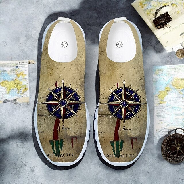 - Print Khaki Men's Compass Lightweight Flyknit Sneakers