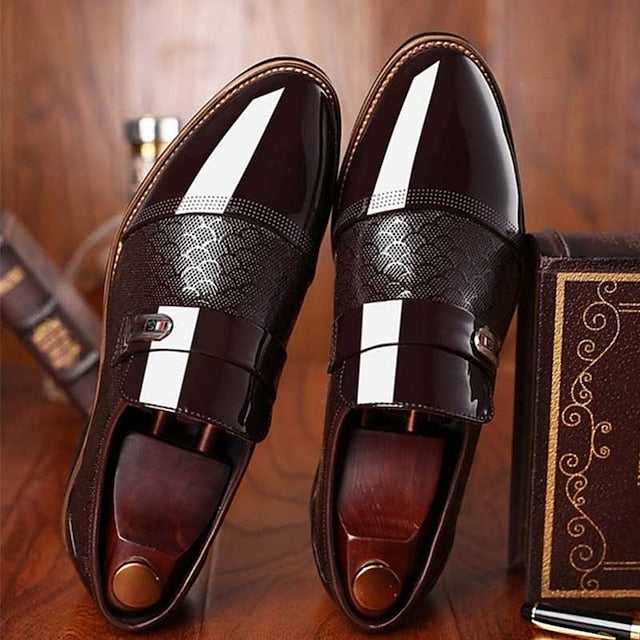 Brown Faux Men's Suede and Pattern Crocodile with Loafers