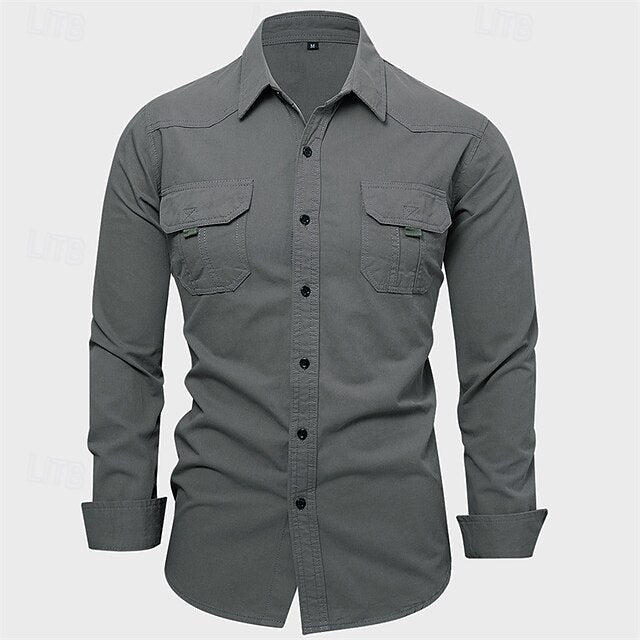 Up Button Summer Men's Black Shirt Casual