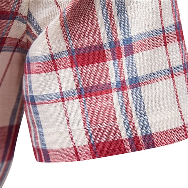 Plaid Button Men's Shirt Summer Up