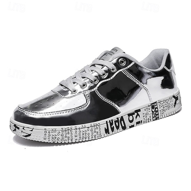 Printed Metallic Gold Sneakers Men's with Sole - Stylish