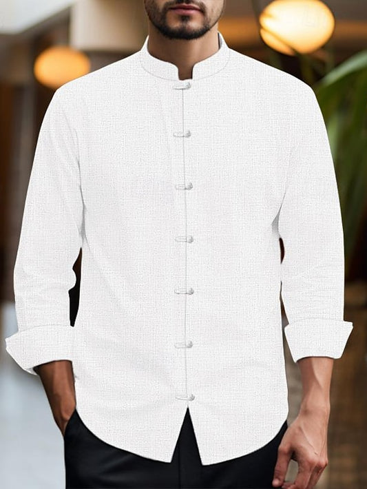 Linen Chinese Men's Shirt Cotton Collar