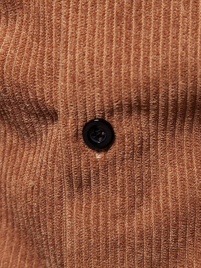 Men's Shirt Yellow Pink Black Corduroy Casual