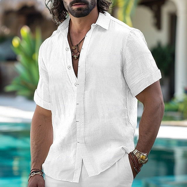 Down Linen Button Shirt Summer Men's