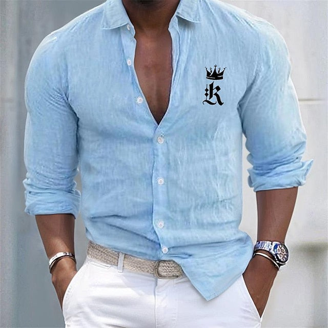Shirt Men's White Linen Cotton Casual