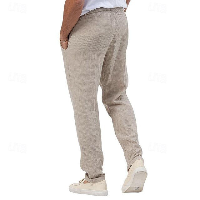 Seersucker Shorts Men's Trousers Beach Pants Casual