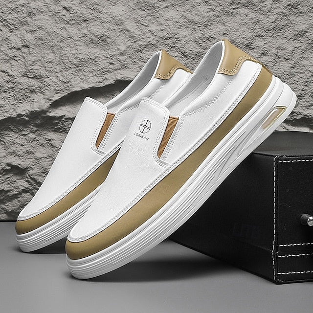 Accent Gold and Slip-on with White Men's Sneakers