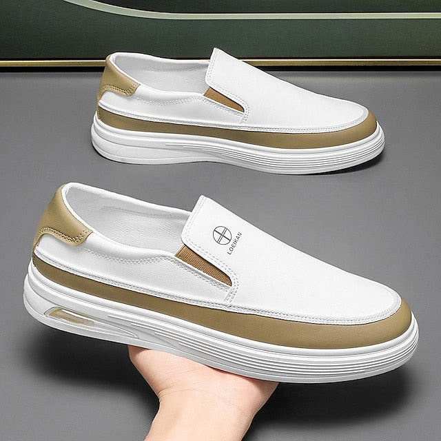 Accent Gold and Slip-on with White Men's Sneakers