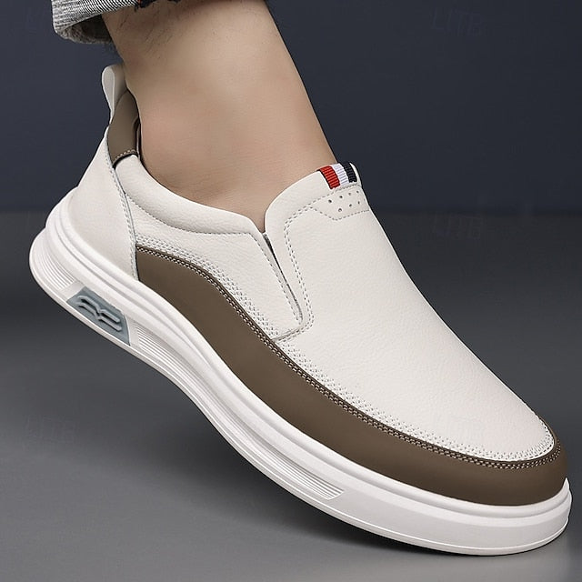 White and Accent with Men's Brown Sneakers Slip-On
