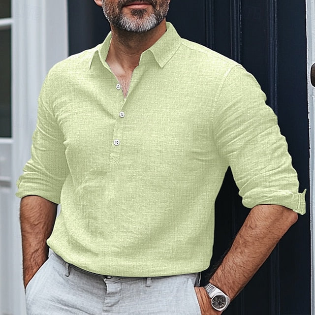 Plain Beach Wear Summer Linen Men's Shirt