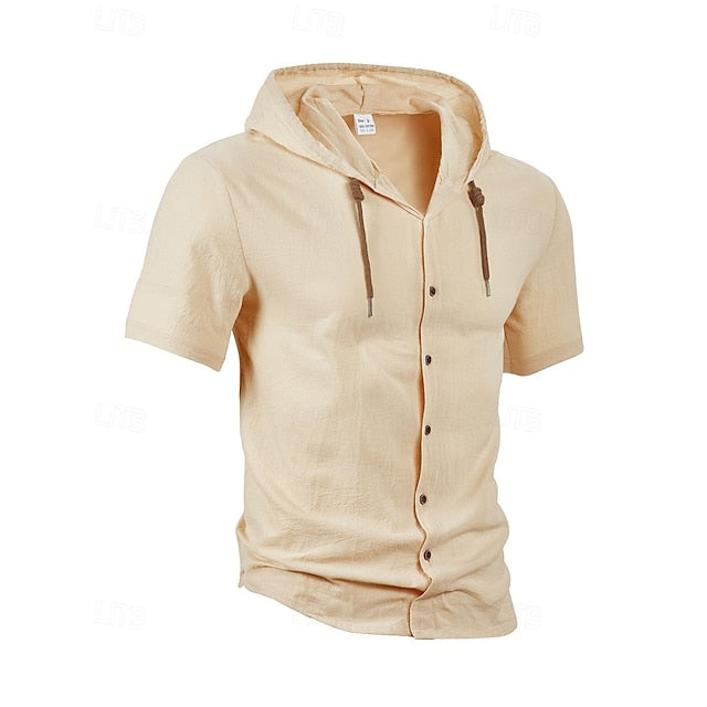 Up Shirt Men's Casual Linen Plain Button
