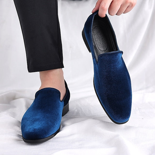 Red Dress Velvet Men's Shoes Slip-On