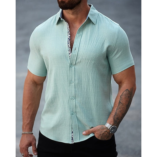 Up Casual Button Shirt Summer Beach Men's