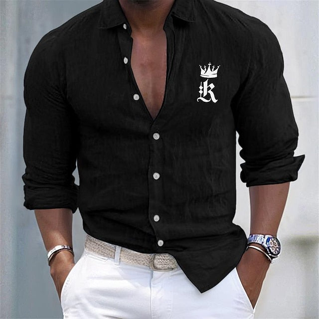 Shirt Men's White Linen Cotton Casual