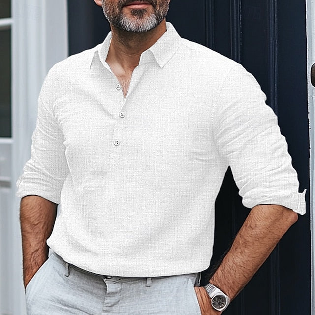 Plain Beach Wear Summer Linen Men's Shirt