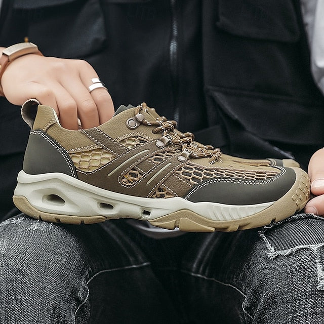 Outdoor Trail Running Sneakers Hiking Men's Durable - Khaki