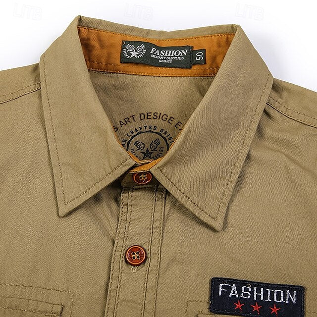 Work Shirts Casual Button Workwear Men's Shirt
