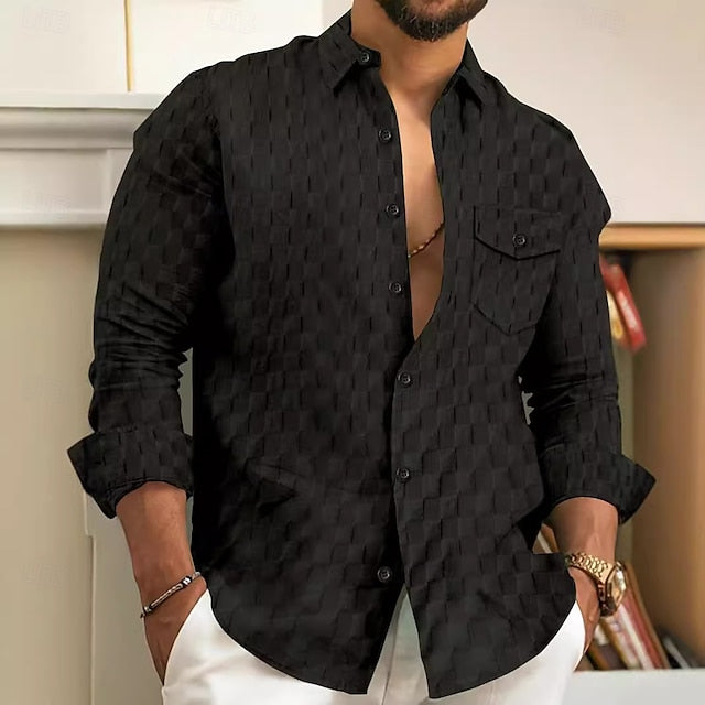 Men's Shirt Casual Button Up Summer