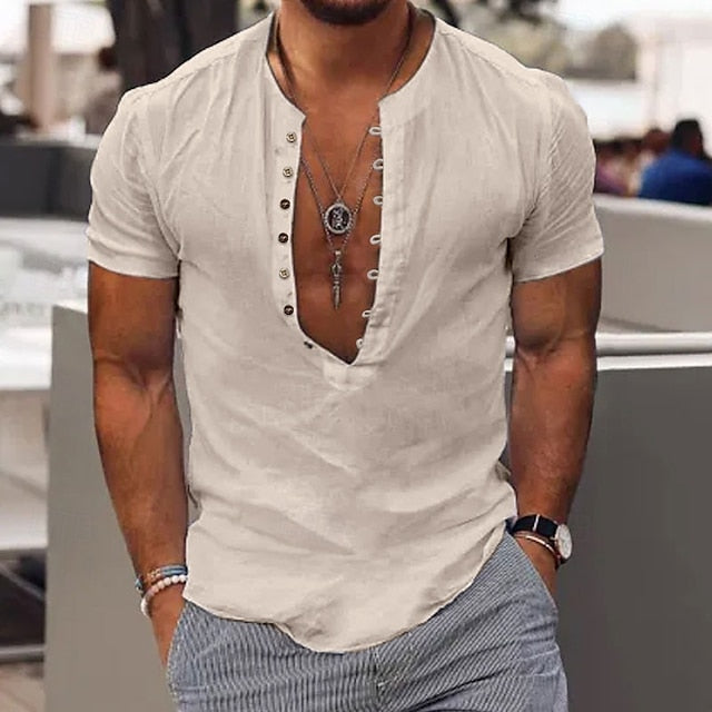 Shirt Wear Men's Beach Popover Summer Casual