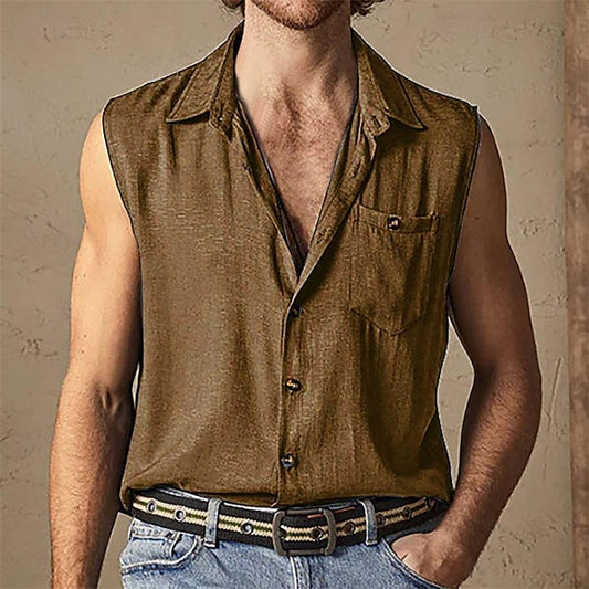 Button Summer Beach Up Shirt Casual Men's