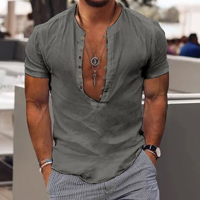 Shirt Wear Men's Beach Popover Summer Casual