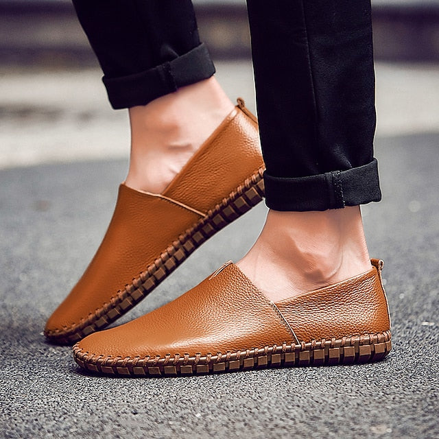 Cowhide Leather Premium Green Loafers Men's with – Metal