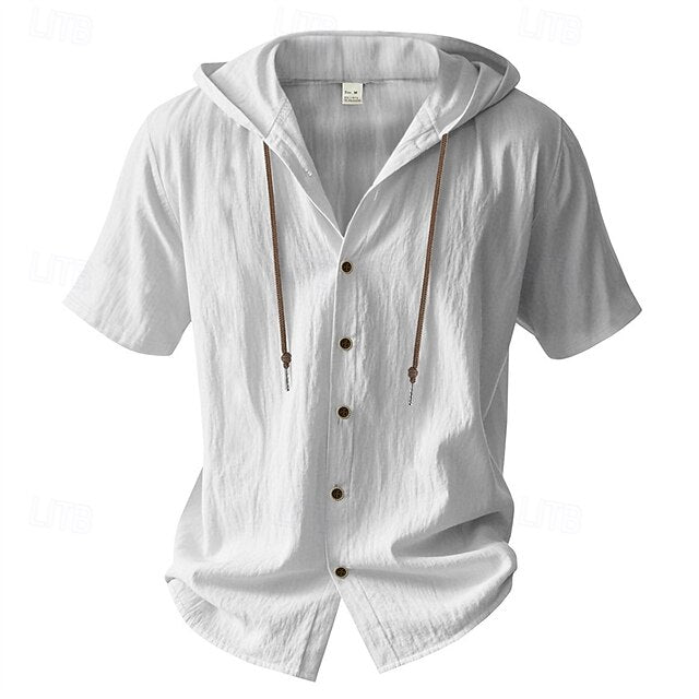 Cotton White Shirt Casual Men's Up Button