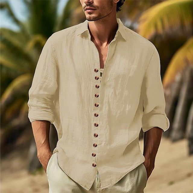 Button Up Plain Men's Casual Cotton Shirt