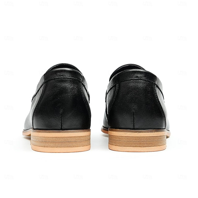 Leather Elegant Loafers Men's Tassel Genuine Slip-On -