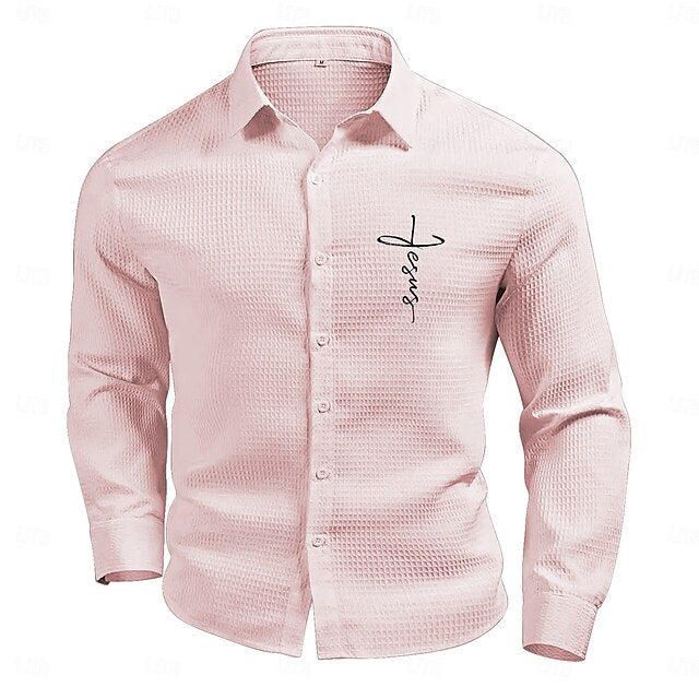 Men's Stripes Sleeve Lapel Shirt Short Beach Light Grey