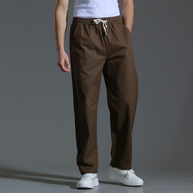 Drawstring Pocket Trousers Pants Casual Men's Waist Elastic