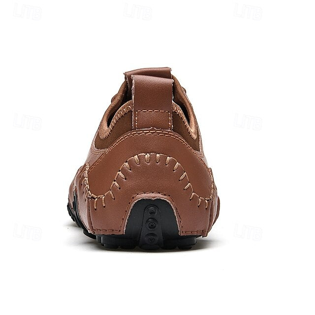 Shoes Casual Perforated with Men's White Hand-Stitched