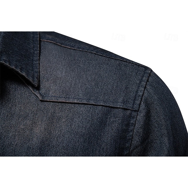 Shirt Men's Chambray Up Calico Button