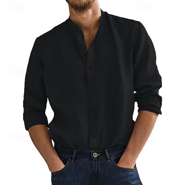 Shirt Men's Collar Beach Summer Wear Band