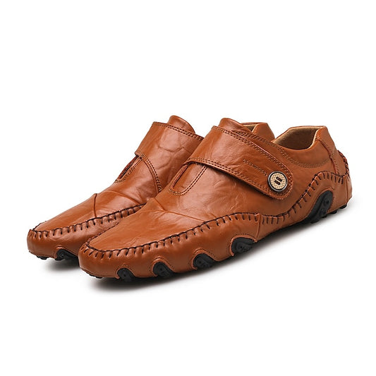 Leather Hand-Stitched Faux Soft Slip-On – Men's Moccasins