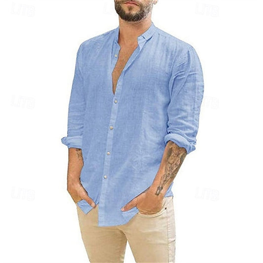 Button Men's Casual Summer Beach Shirt Up