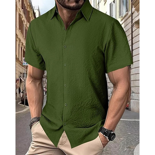 Button Casual Up Beach Shirt Summer Men's