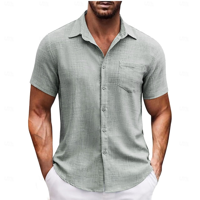 Up Beach Casual Button Summer Shirt Men's
