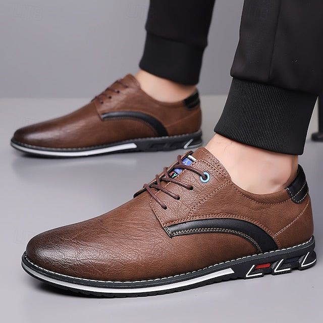 Shoes Everyday Men's Casual – Brown Lace-Up Comfortable