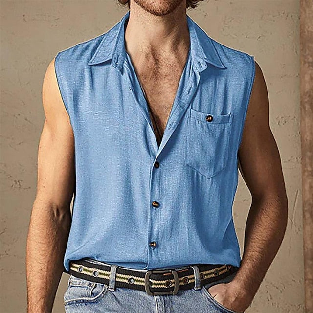 Button Summer Beach Up Shirt Casual Men's