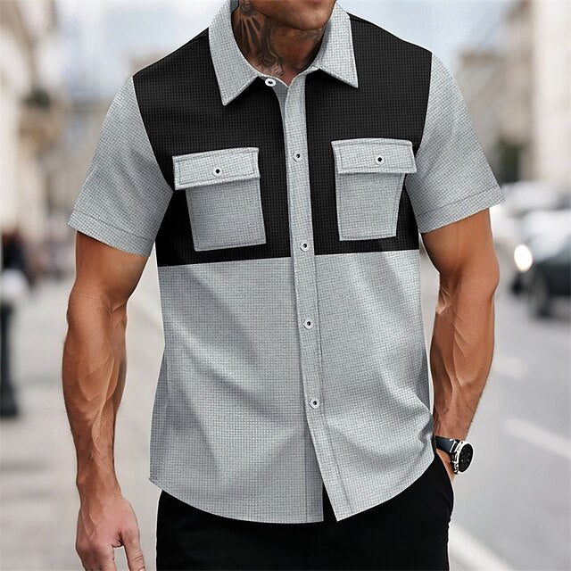 Button Beach Summer Shirt Up Casual Men's