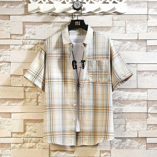 Button Shirt Beach Men's Casual Summer Up