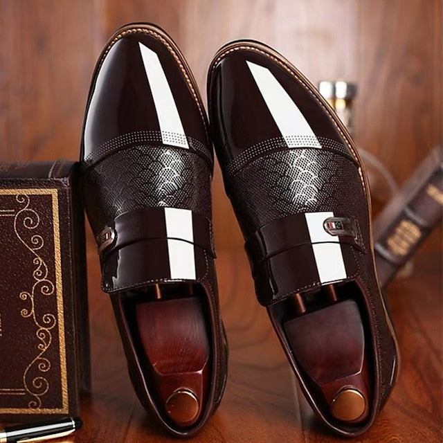 Men's Loafers Comfortable Black Faux Leather – Slip-On