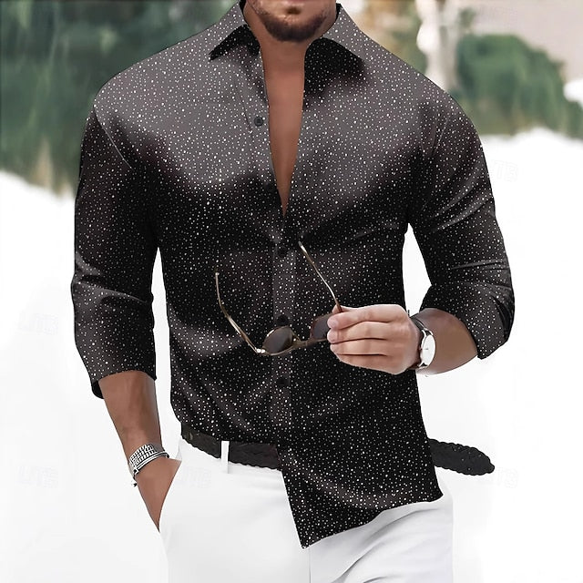 Men's Shirt Button Casual Up Black Summer