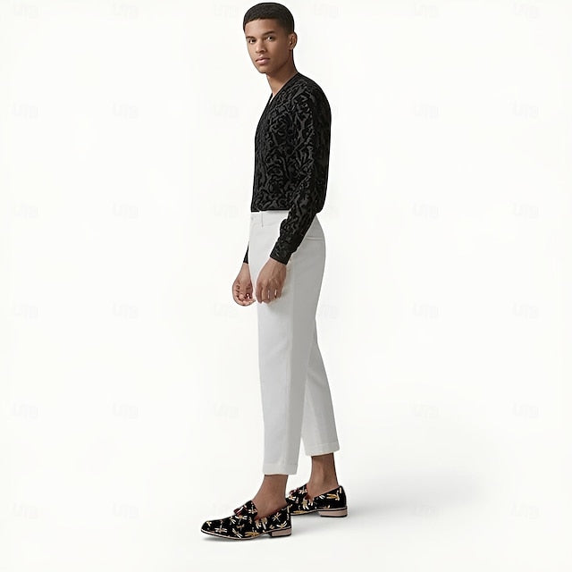Black Embroidery with Men's Jacquard Dragonfly Loafers